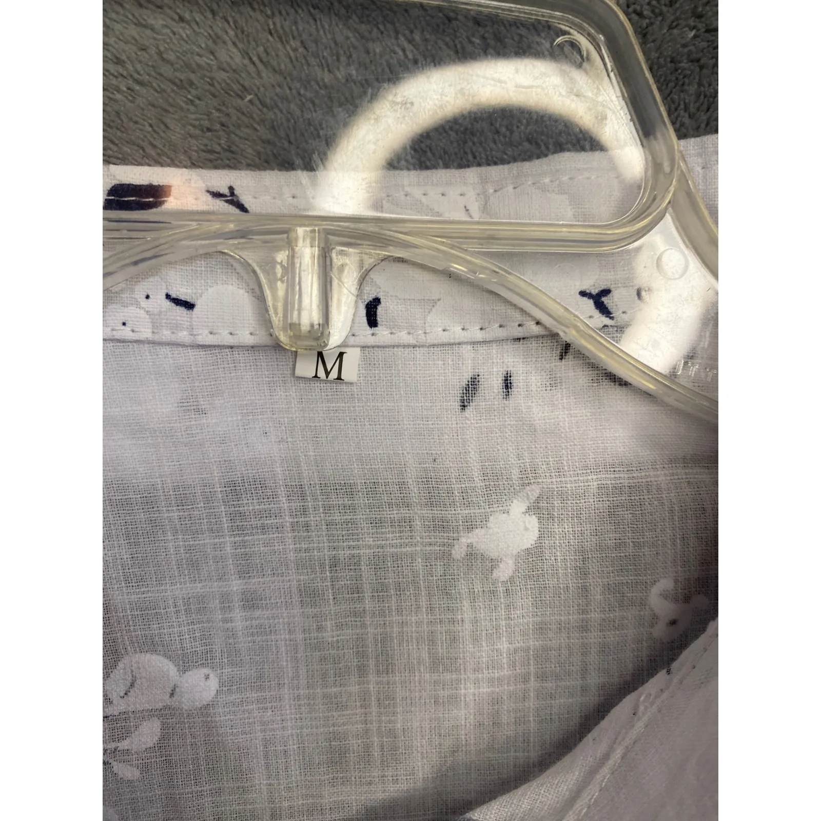 Womens Button Up Shirt Floral Print Long Sleeve Collared Casual Top Size M White Size M - Image 5