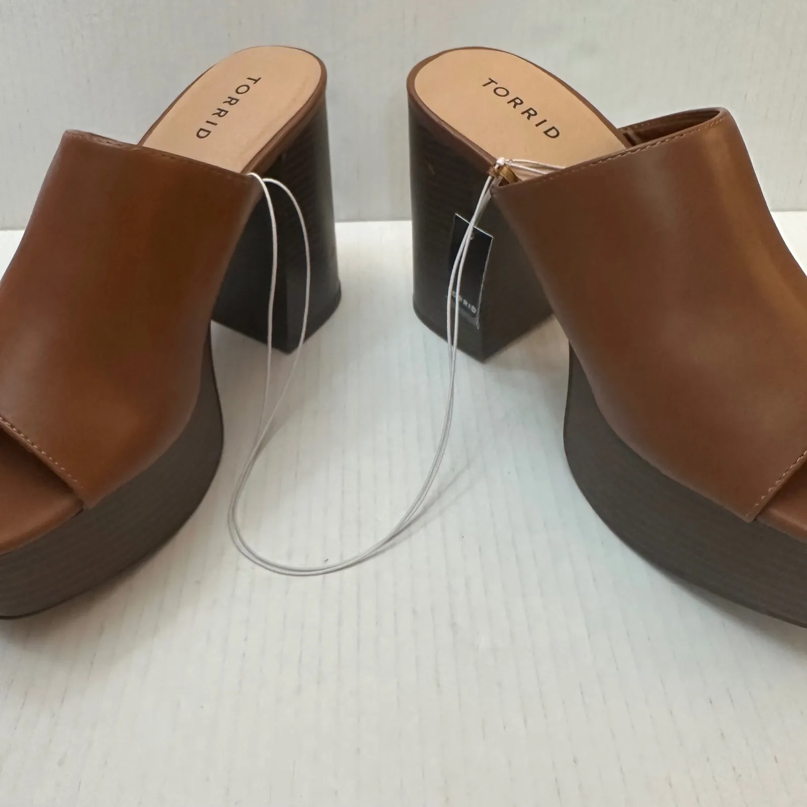 Torrid  Platform Mule  Womens 9.5 Cognac Brown Block Heel Square Toe NWT - Image 7