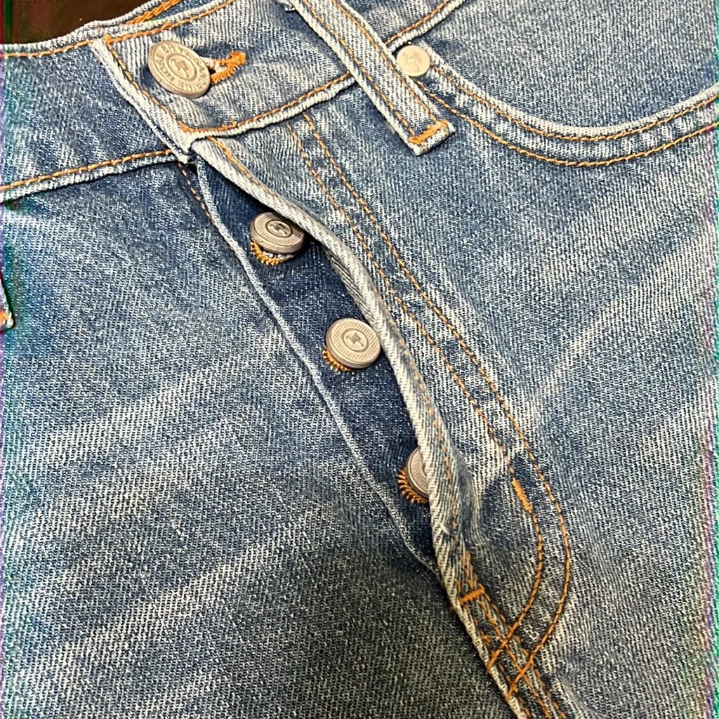 FP Denim Shorts With Side Zippers and Raw Hem - Image 6