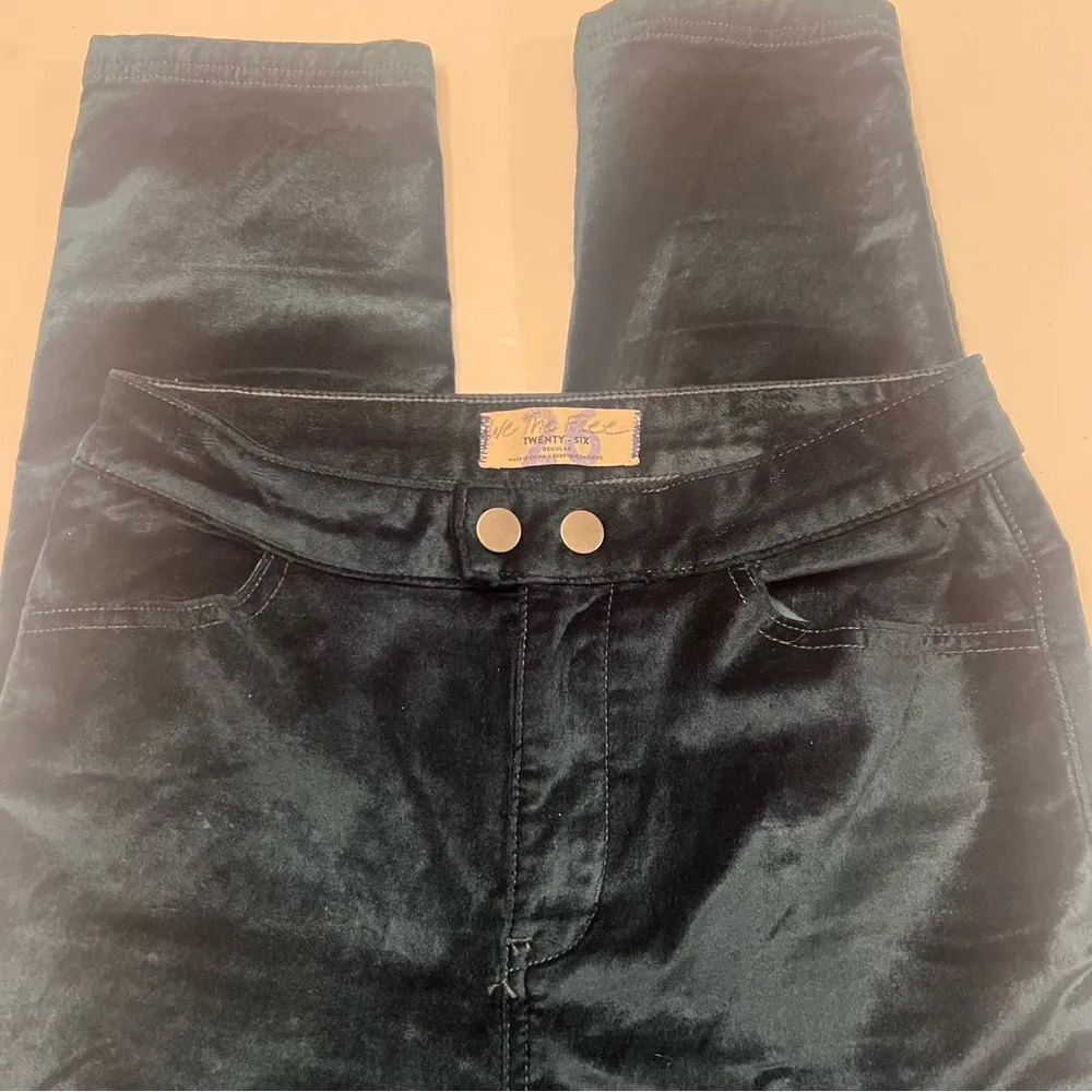 Free People We The Free Sweet Jane Velvet Skinny Jeans Pants in Neptune Green 26 - Image 9