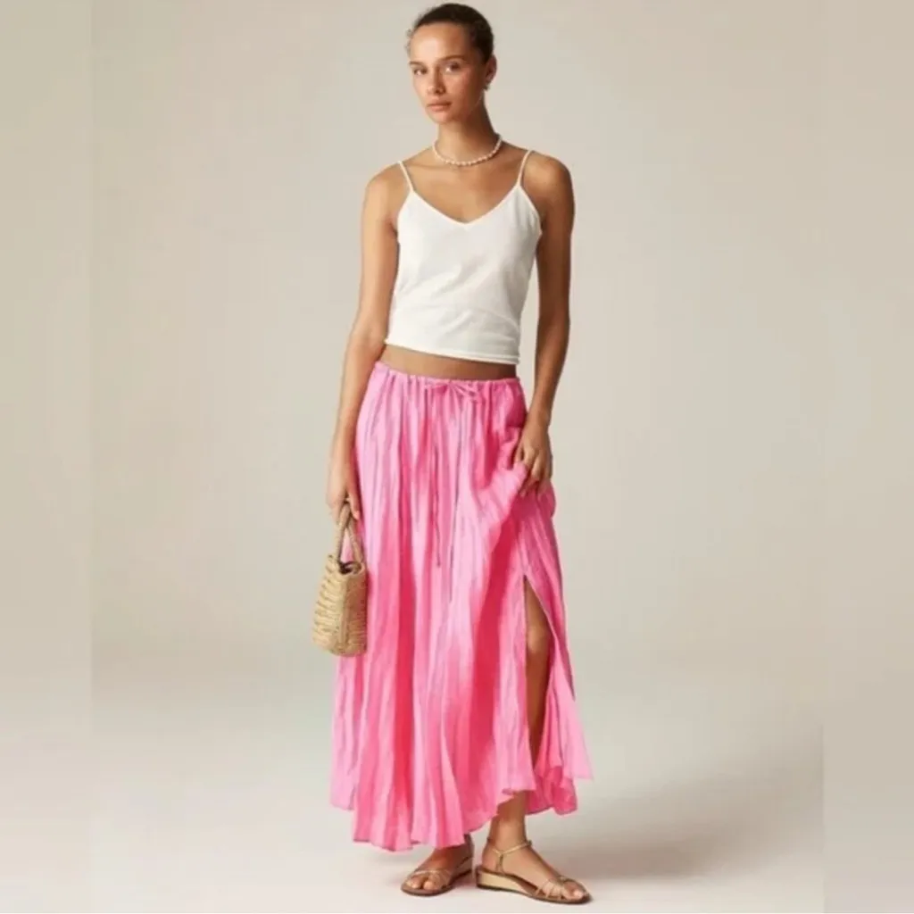 J.Crew Pleated drawstring maxi skirt in linen blend - Image 2
