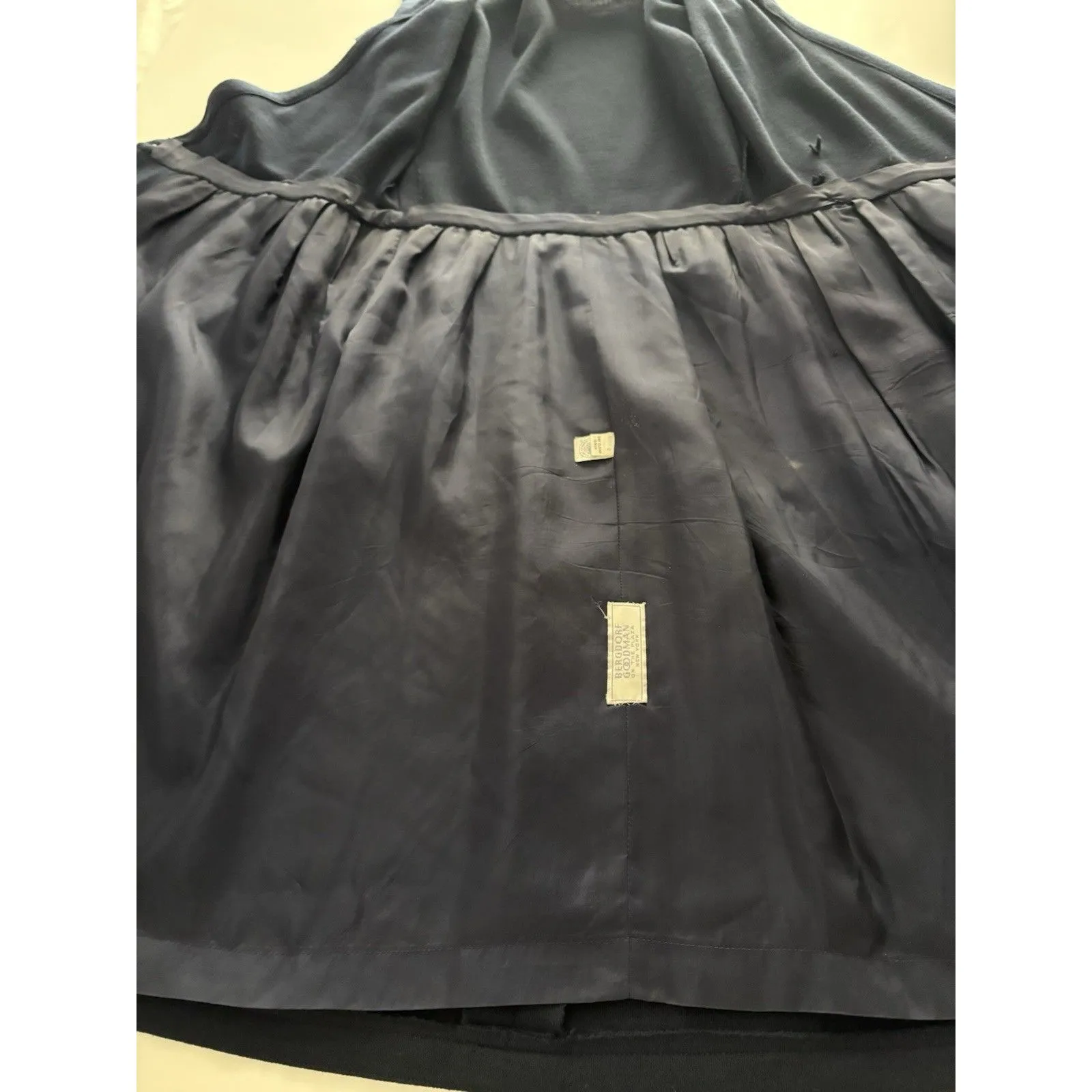 Vintage Adele Simpson Wrap Dress Size 6 Navy Blue Heritage Quiet Luxury Bergdorf - Image 8