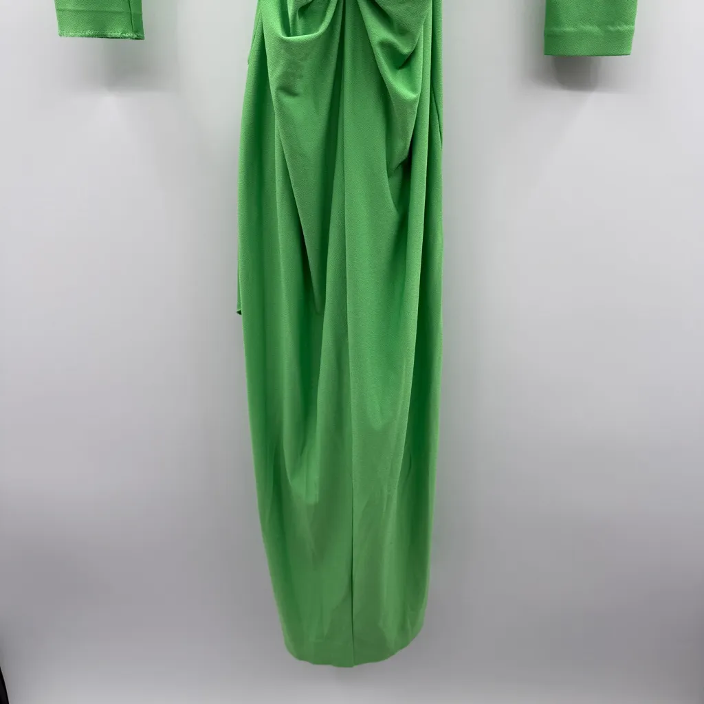 Solace London Lorena Midi Long Sleeve Draped Dress in Bright Green Sz 6 US‎ - Image 5