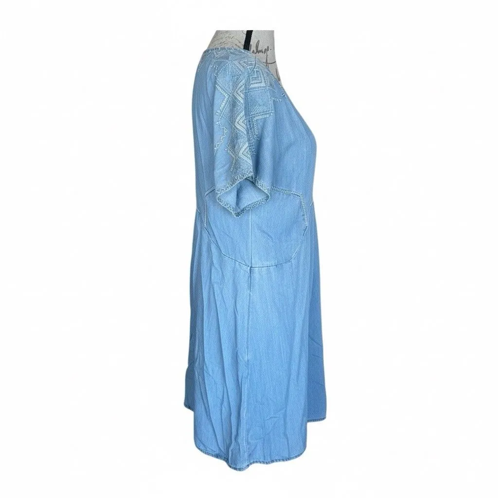 Holding Horses Dress Anthropologie Sz Small Chambray Embroidered Western Rodeo - Image 4