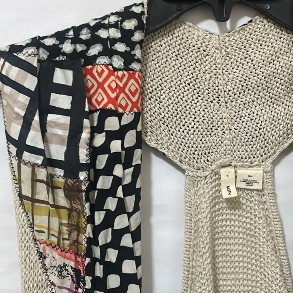 Moth ANTHRO Draw The Eye Tan Black Comb Mix Media Sweater Vest $128 EUC S/M - Image 8