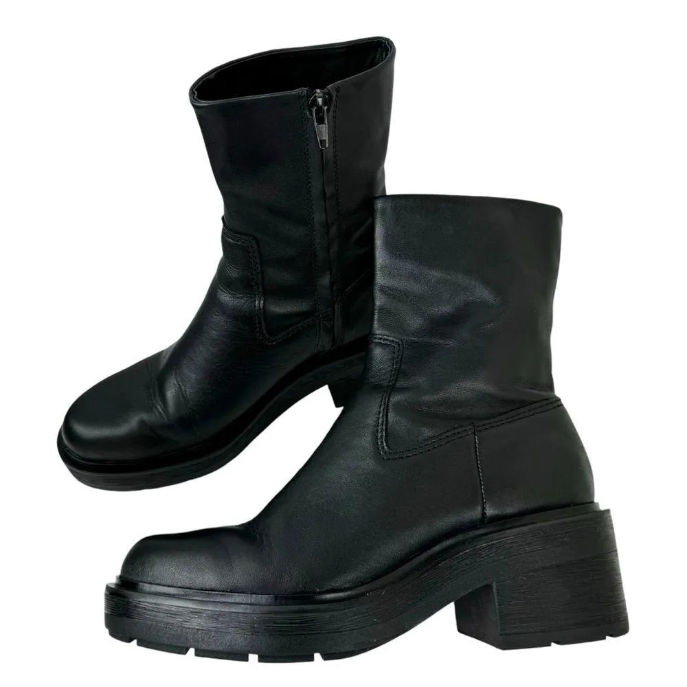 Zara Leather Ankle Platform Combat Boots Chunky Sole 1124/010 Women's Size 41 - Image 10