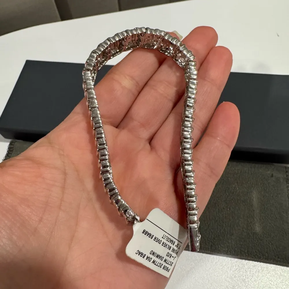 2CTTW diamond pure silver over brass 7.5” Elegant Silver Bracelet - Image 6