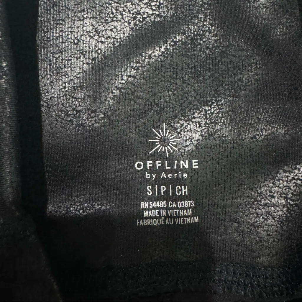 NWOT Aerie OFFLINE The Hugger High Waisted Crackle Legging Black‎ Size Small - Image 5