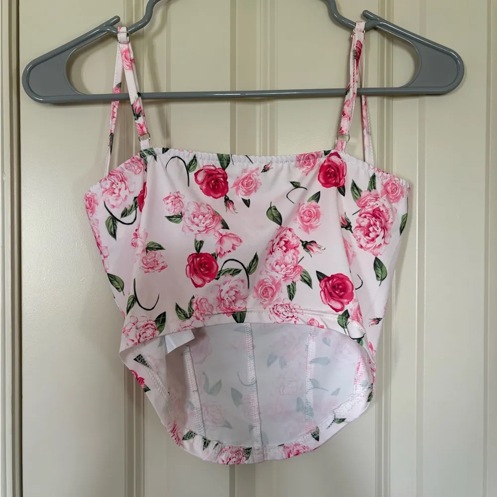 Pink Floral Bustier Top - Image 2