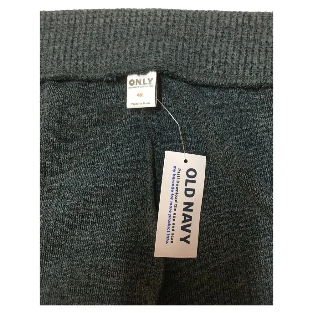 New Old Navy Pants Womens 4X Soft Ribbed Pull On Wide Leg High Rise Lounge Gray - Image 7