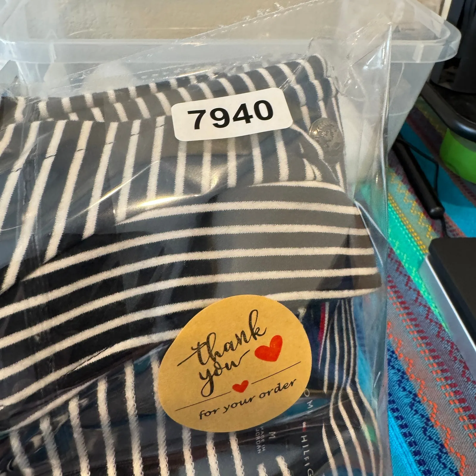 Tommy Hilfiger Military Nautical Blazer Jacket Womens M Navy White Stripe Preppy - Image 15