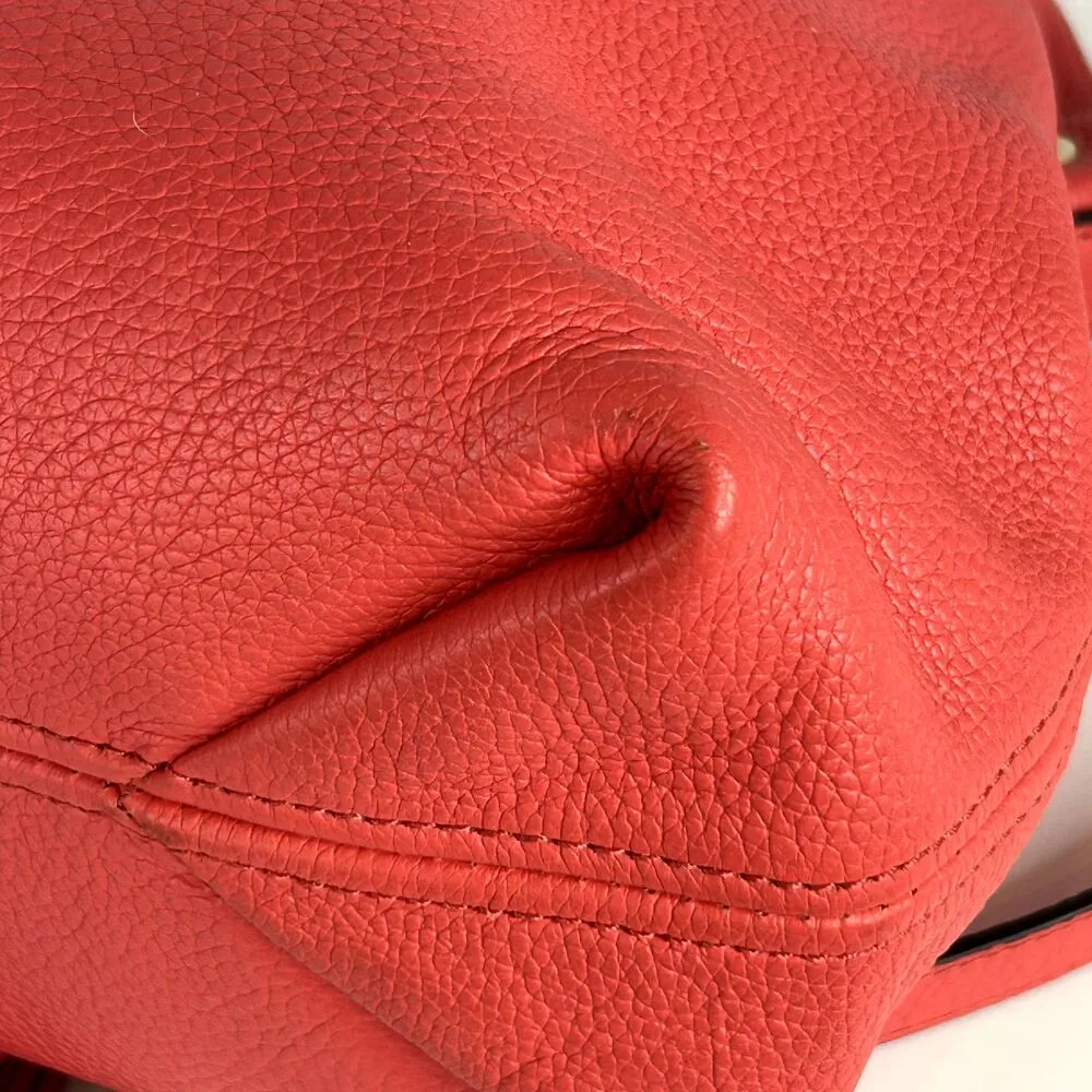 MICHAEL KORS Camden Satchel Crossbody Bag Coral Salmon Pink Leather Gold - Image 6