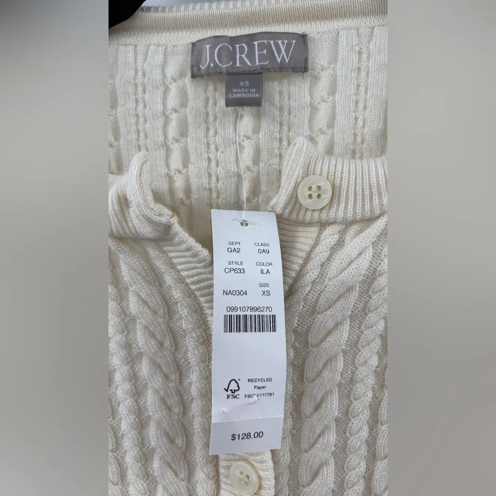 J.Crew Cable-knit crewneck cardigan in merino wool - Image 3