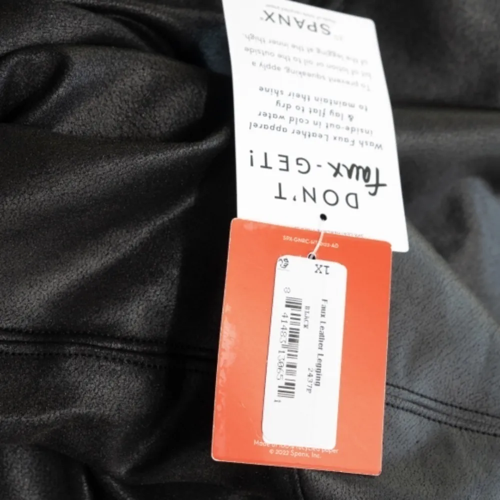 Spanx Faux Leather Leggings Black Size 1X - Image 5