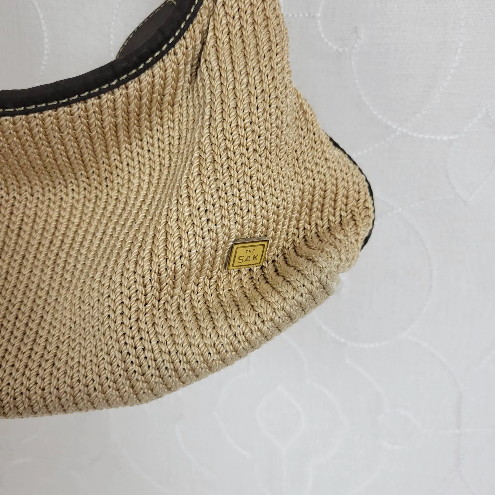 The Sak Womens Shoulder Bag One Size Brown Adjustable Strap Zip Closure Woven - Image 6