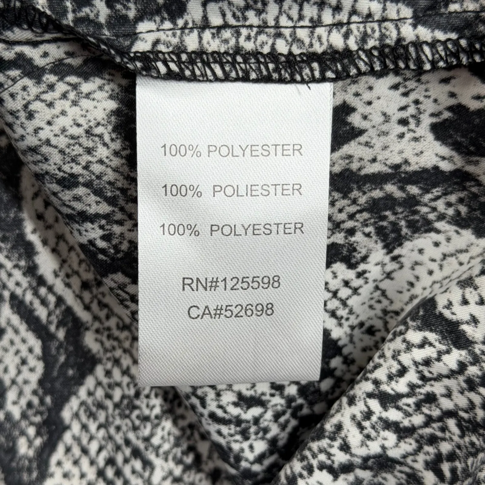 Ellen Tracy Top Large Black White Snake Print Cowl Neck Sleeveless Modern Chic - Image 7