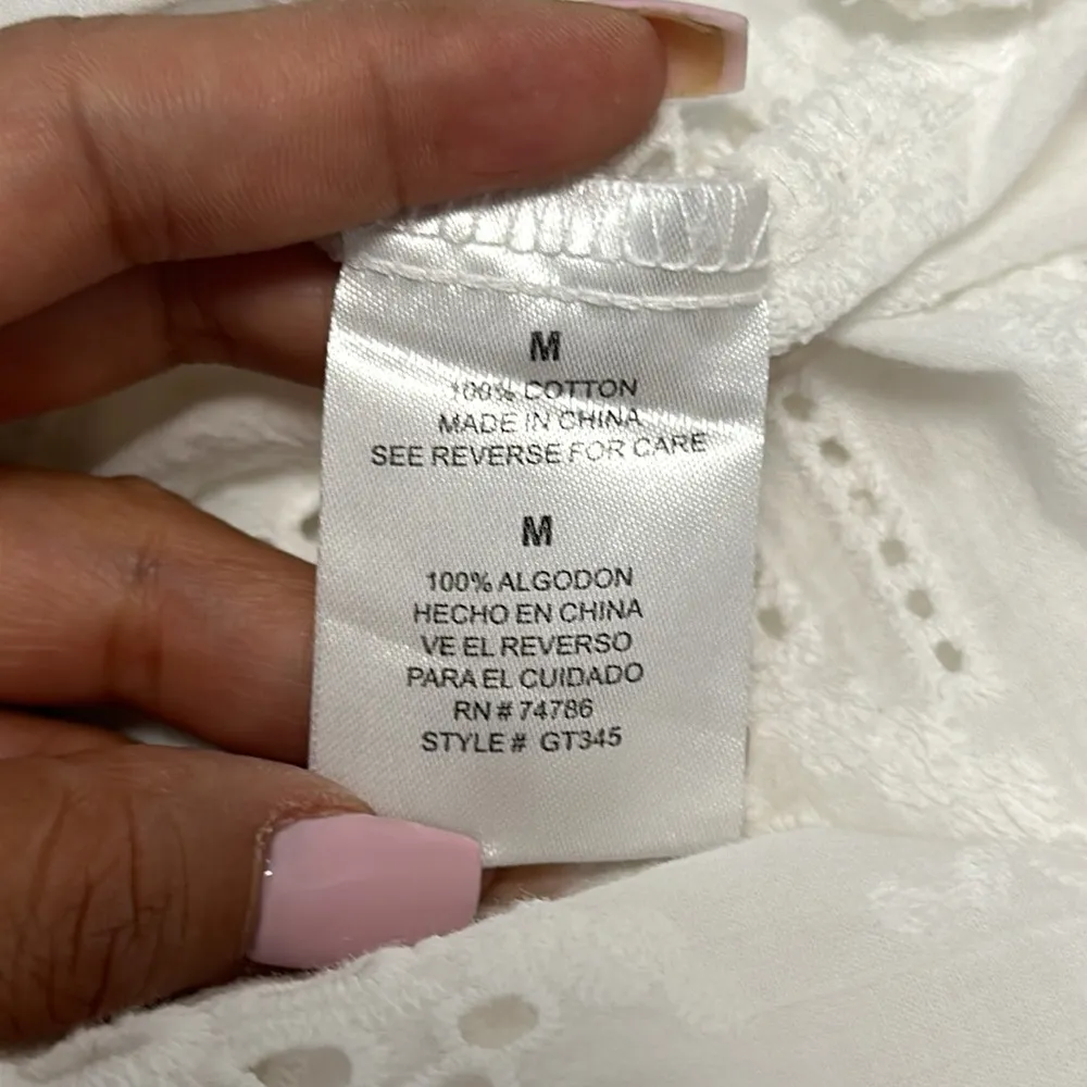 Bohemian cotton top with bare shoulders Sz M Cut - Image 9