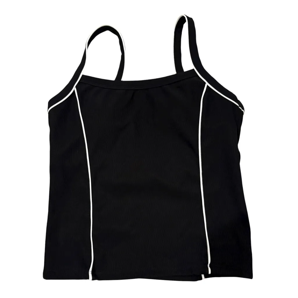 Wilo The Label Black Ribbed Tank Top & Leggings with White Piping Set, Sz M Size M - Image 4