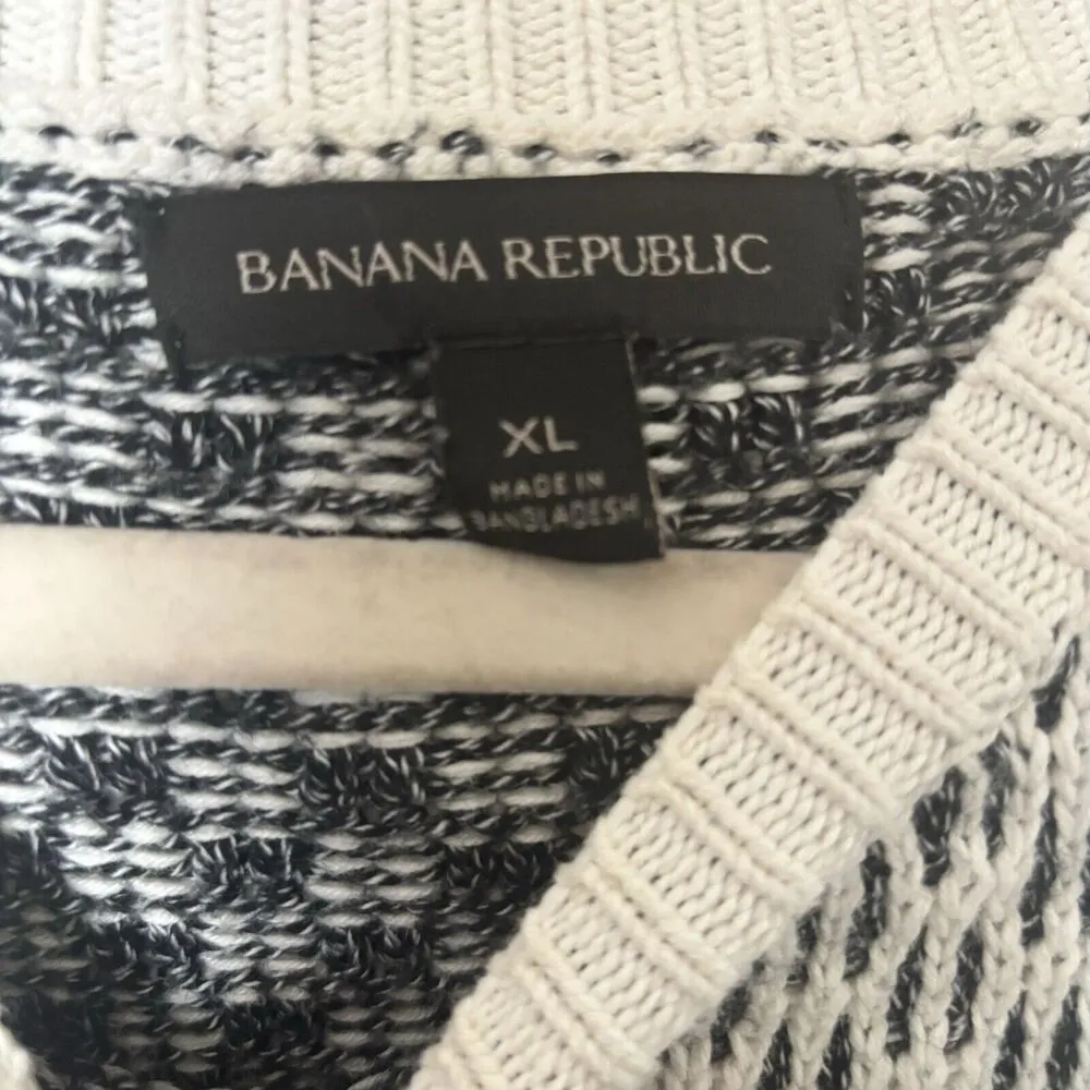 Banana Republic Sweater Womens XL Multicolor Cable Knit Chunky Fringe Pullover - Image 7