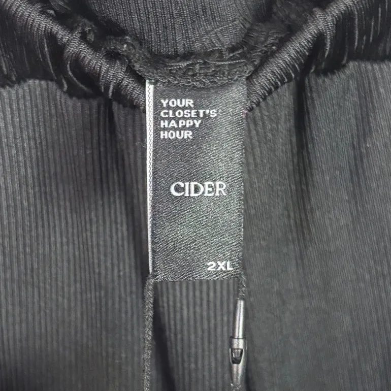 Cider Black Wide Leg Palazzo Pants Plus Sz 2XL Pleated High Waist Elastic Pocket - Image 3