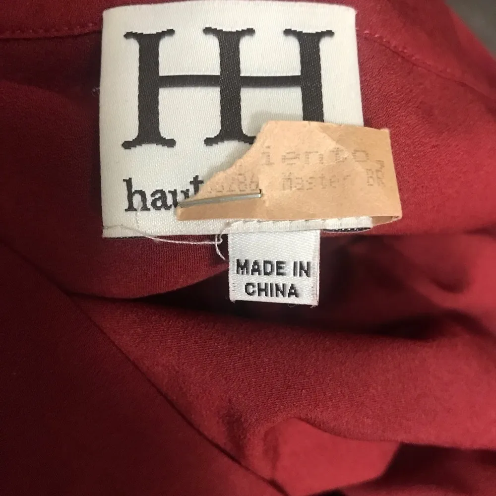 4 x $25 Haute Hippie burgundy keyhole blouse size L - Image 4