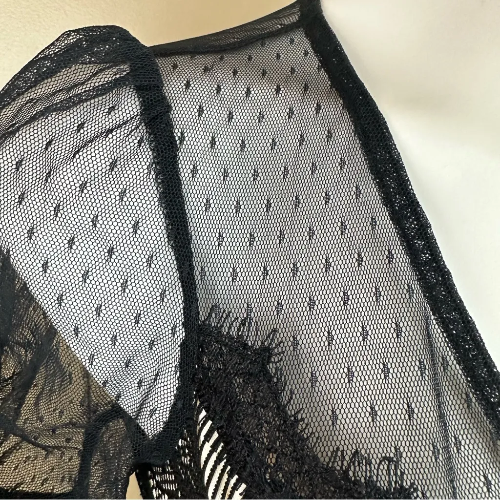 Fire Los Angeles Black Stretchy Lace Bodycon Sheath Dress XS Goth Witchy Vamp - Image 4