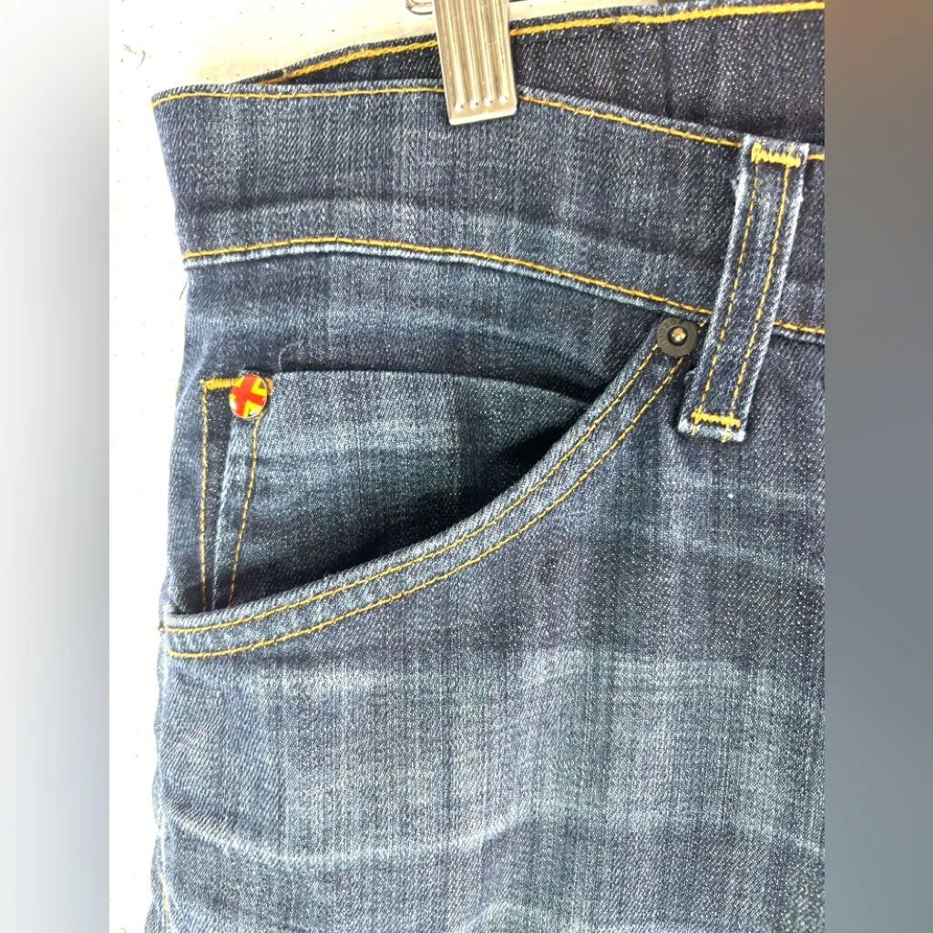 Hudson Jeans 34 Barton Flap Pocket Button Fly Button Flap Dark Wash Denim Jeans - Image 4