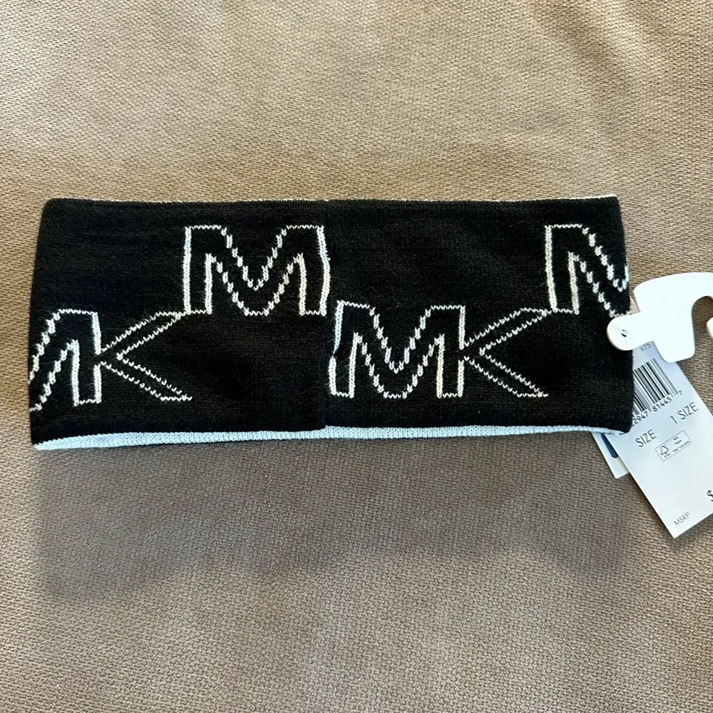 Michael Kors Reversible Earband Headband Logo Earmuffs Hat Monogram Black White - Image 2
