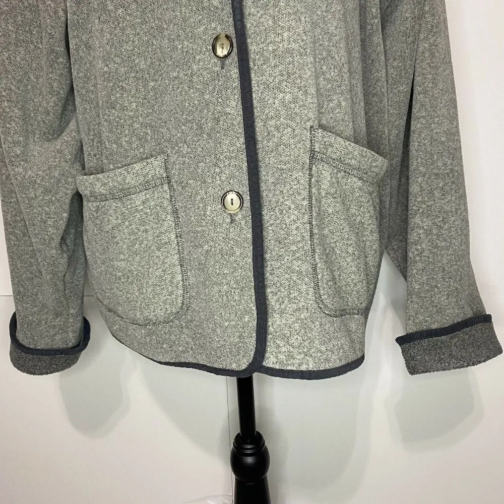 Vintage North Face Sz Medium Buttoned Front Sweater Jacket Cuffed Sleeve Gray - Image 3