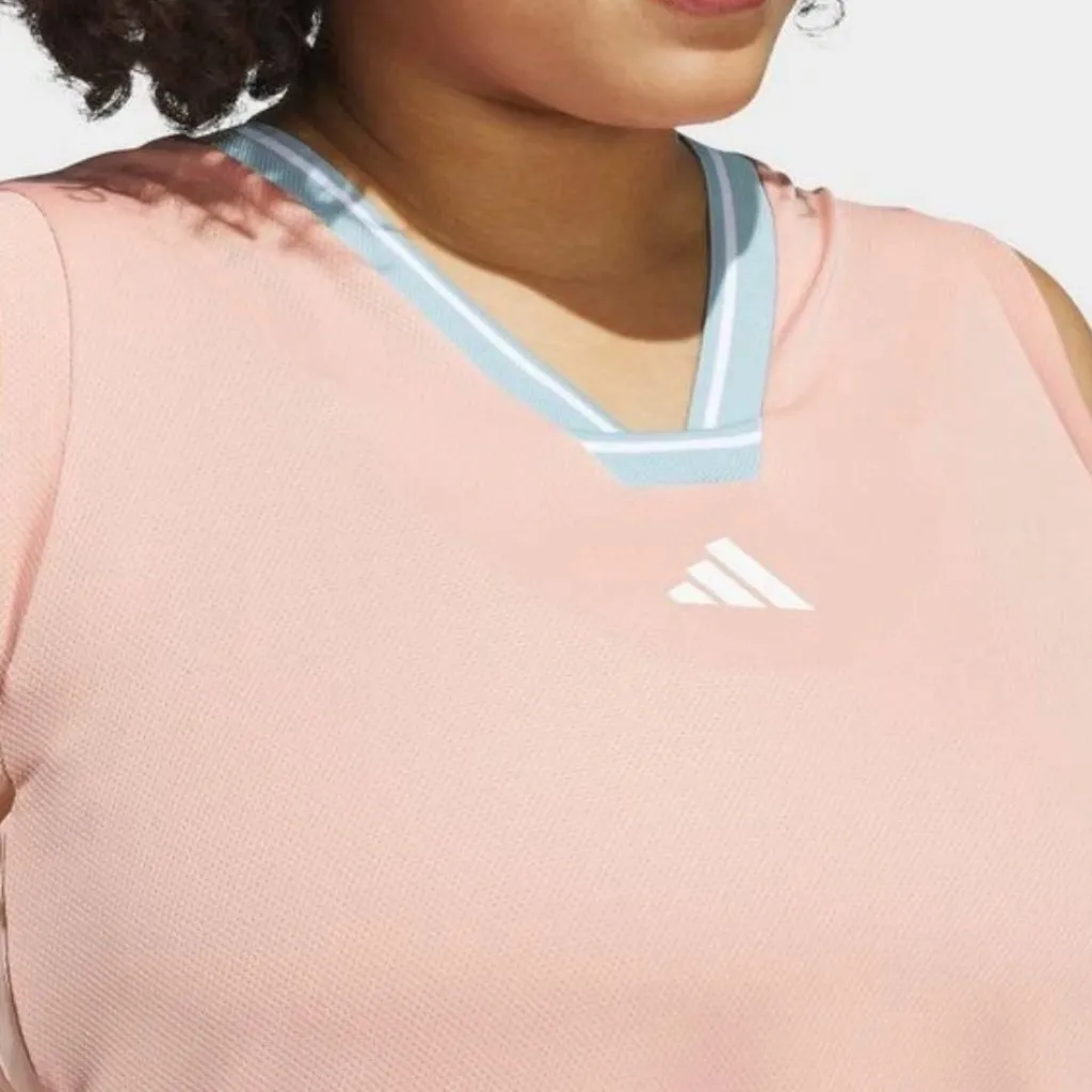 NWT Women's adidas Tiro Cut 3-Stripes Soft Mesh Long Dress 4X Peach Color - Image 6