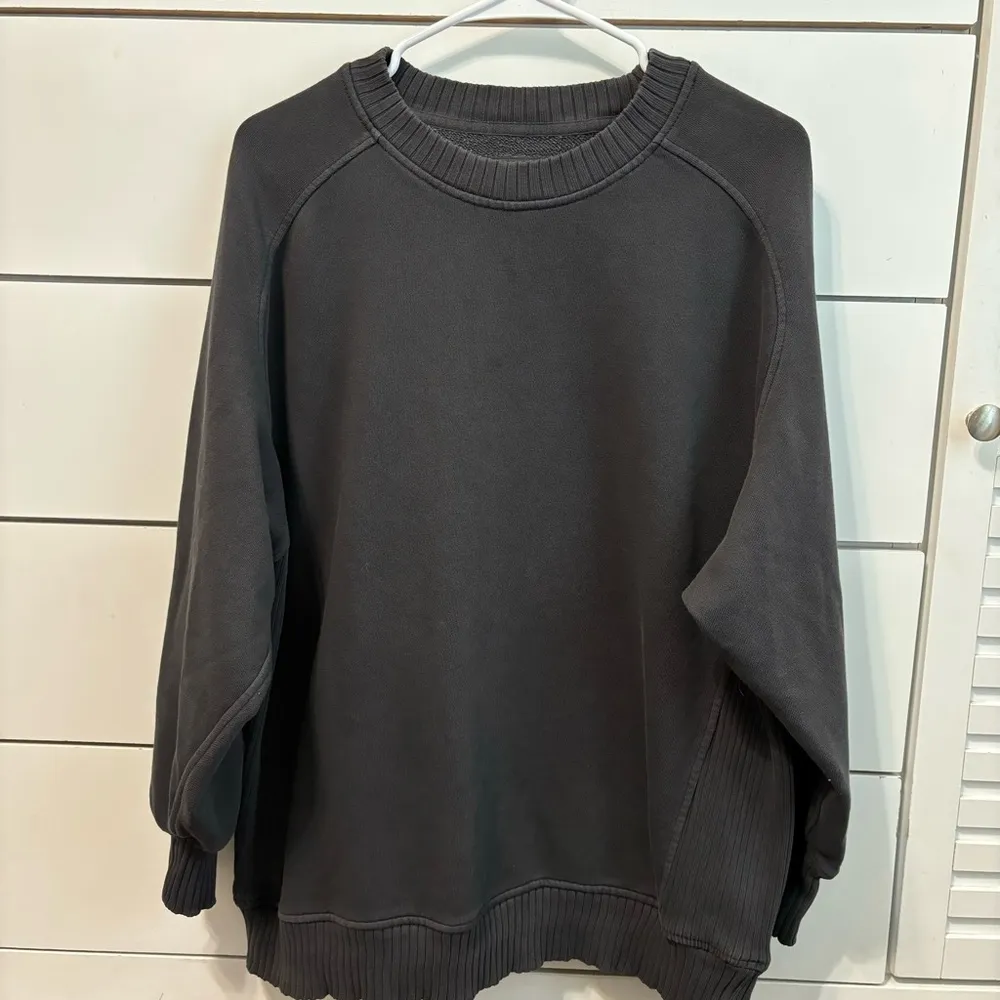 Aerie Down To Earth Crew Sweatshirt Dark Grey - Image 2