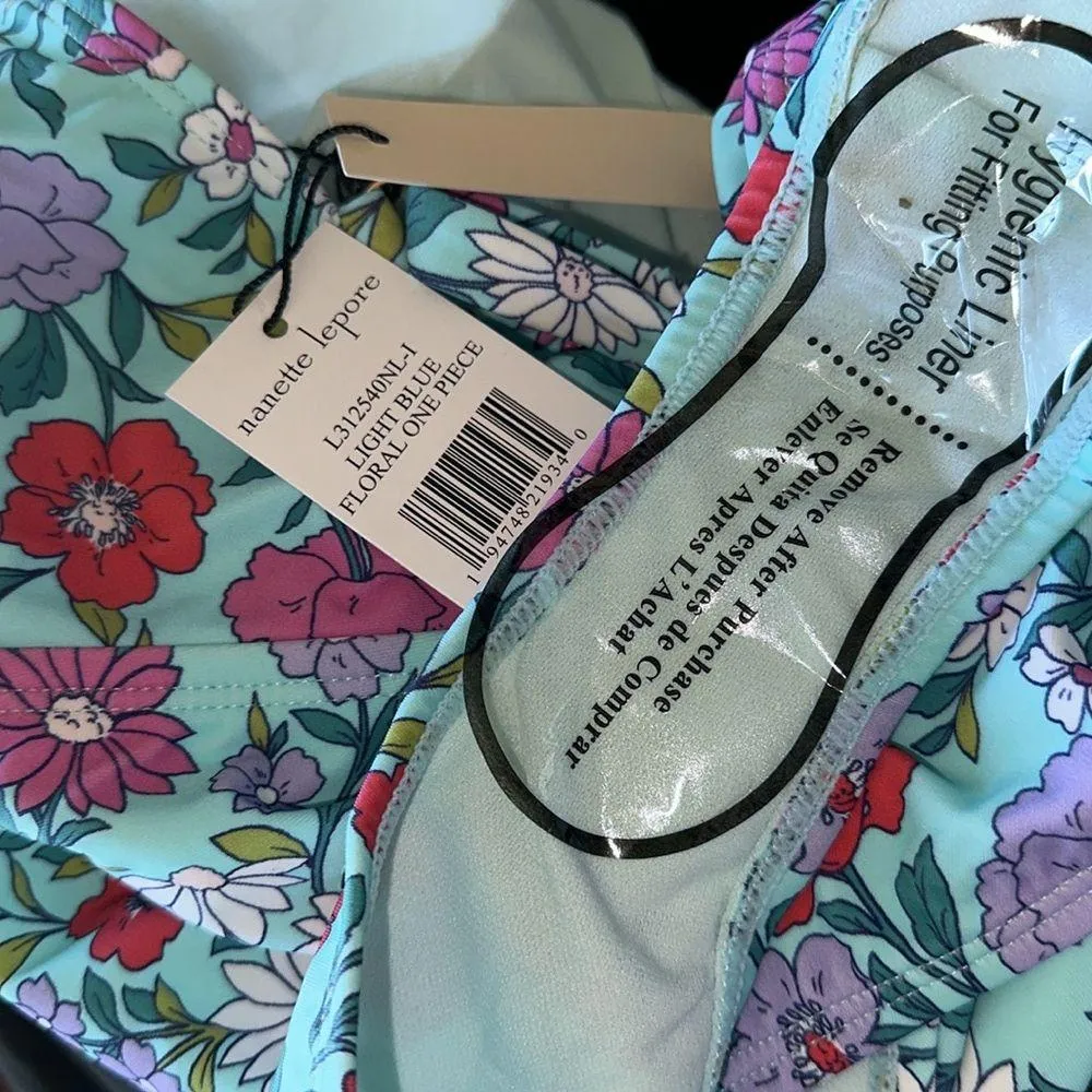 NWT Nanette Lenore Plunge Neck Floral Swimsuit - Image 5