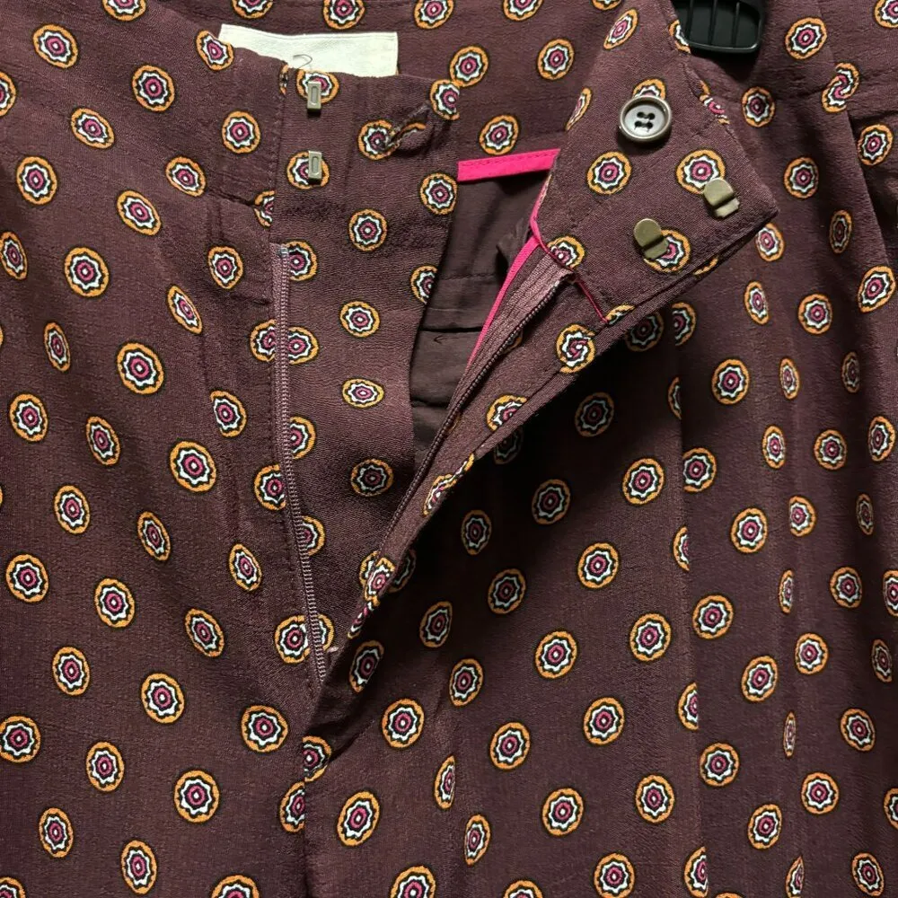 Anthropologie Womens Marsden Wide Leg Pants Size 6 Graphic Abstract Maroon - Image 7