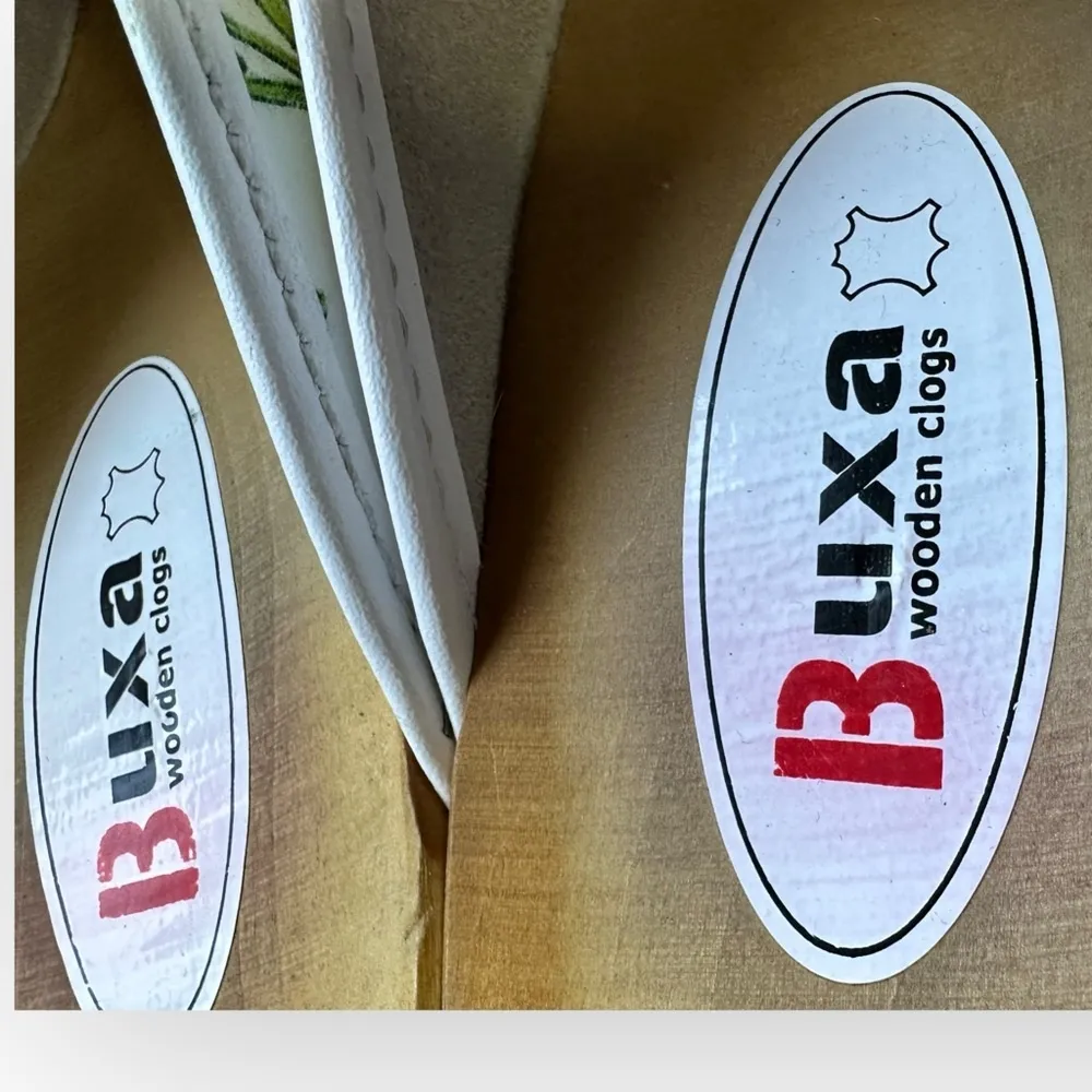 Buxa Floral Leather Clogs Wooden Sole Slip - Image 8