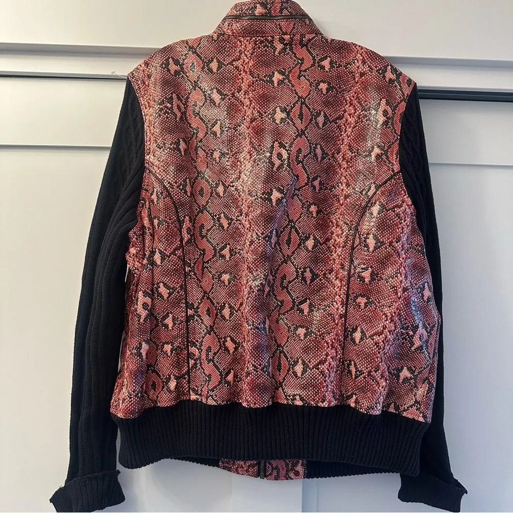 COOGI Vintage Red and Pink Faux Snake Zip Up Jacket Size 3X - Image 8