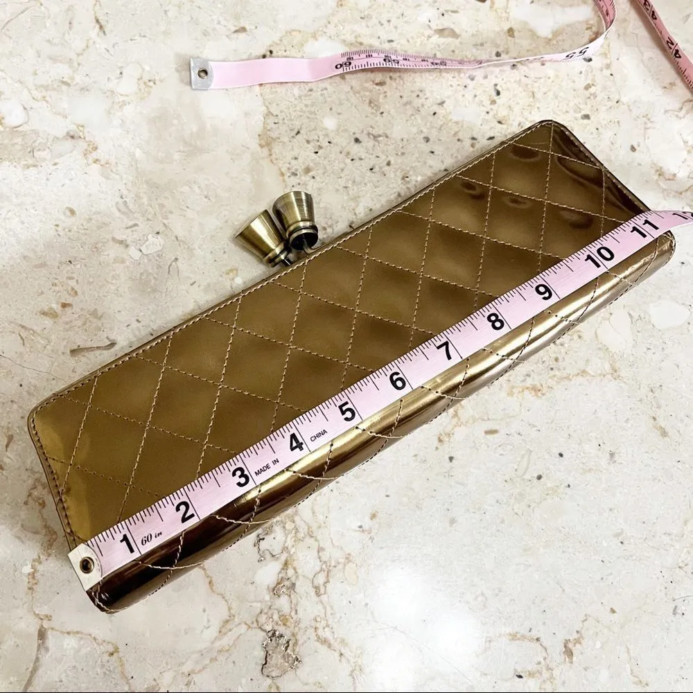 Sondra Roberts Metallic Quilted Bronze Gold Clutch - Image 5