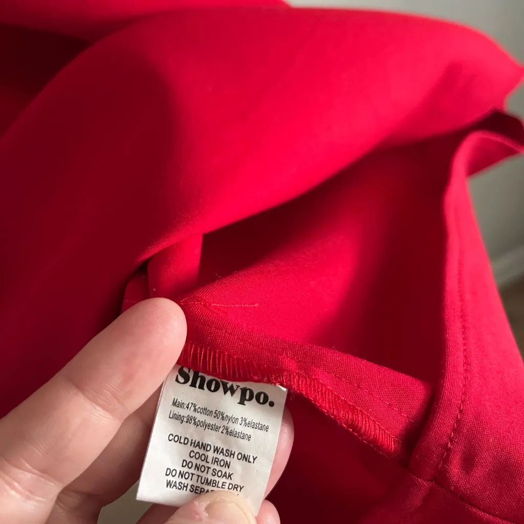 Showpo Red Fit & Flare Mini Dress Spaghetti Strap Skater Style Size 12 US - Image 9