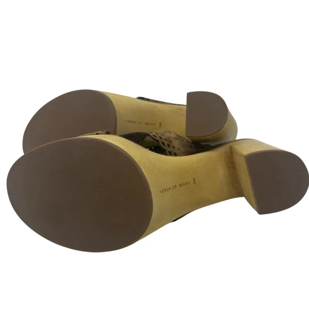 Veronica Beard Gaynor Clog‎ Sandals Suede Scalloped Hazelwood Brown Size 10 - Image 12