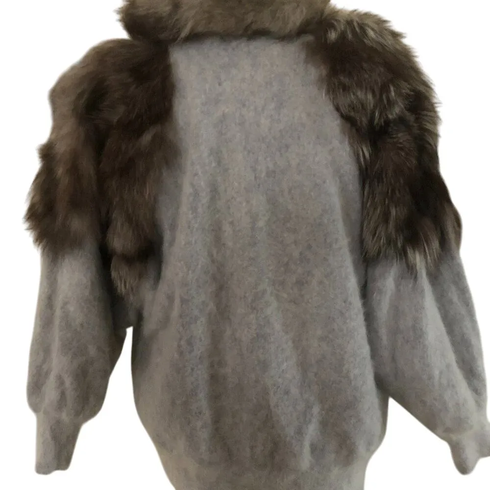 Cashmere Angora Fox Fur Embellished Lined Sweater Custom Made S/M New $895 - Image 7