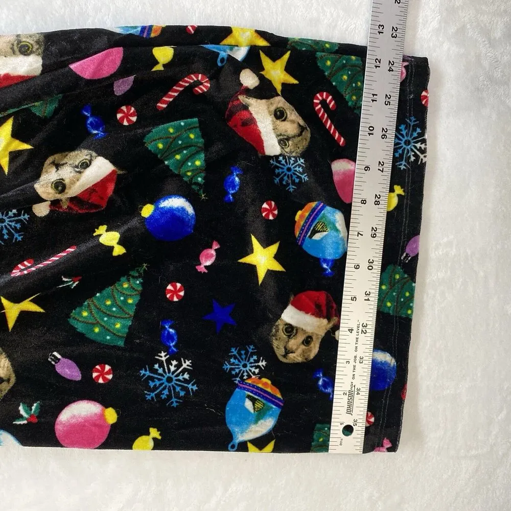 Love On A‎ Hanger Overalls Women's Medium Black Christmas Kitty Cat Velour - Image 9