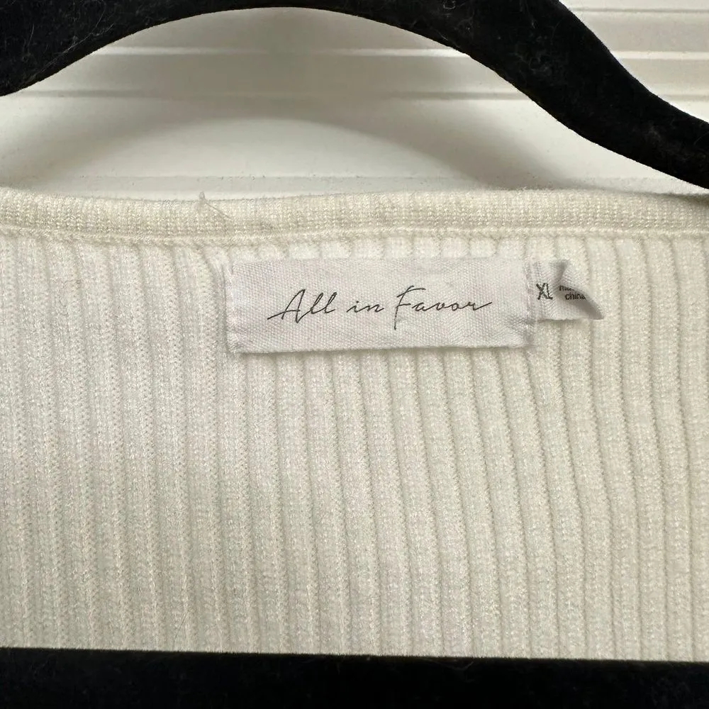 All in Favor Rib Bishop Sleeve Surplice Ribbed Sweater - Image 4