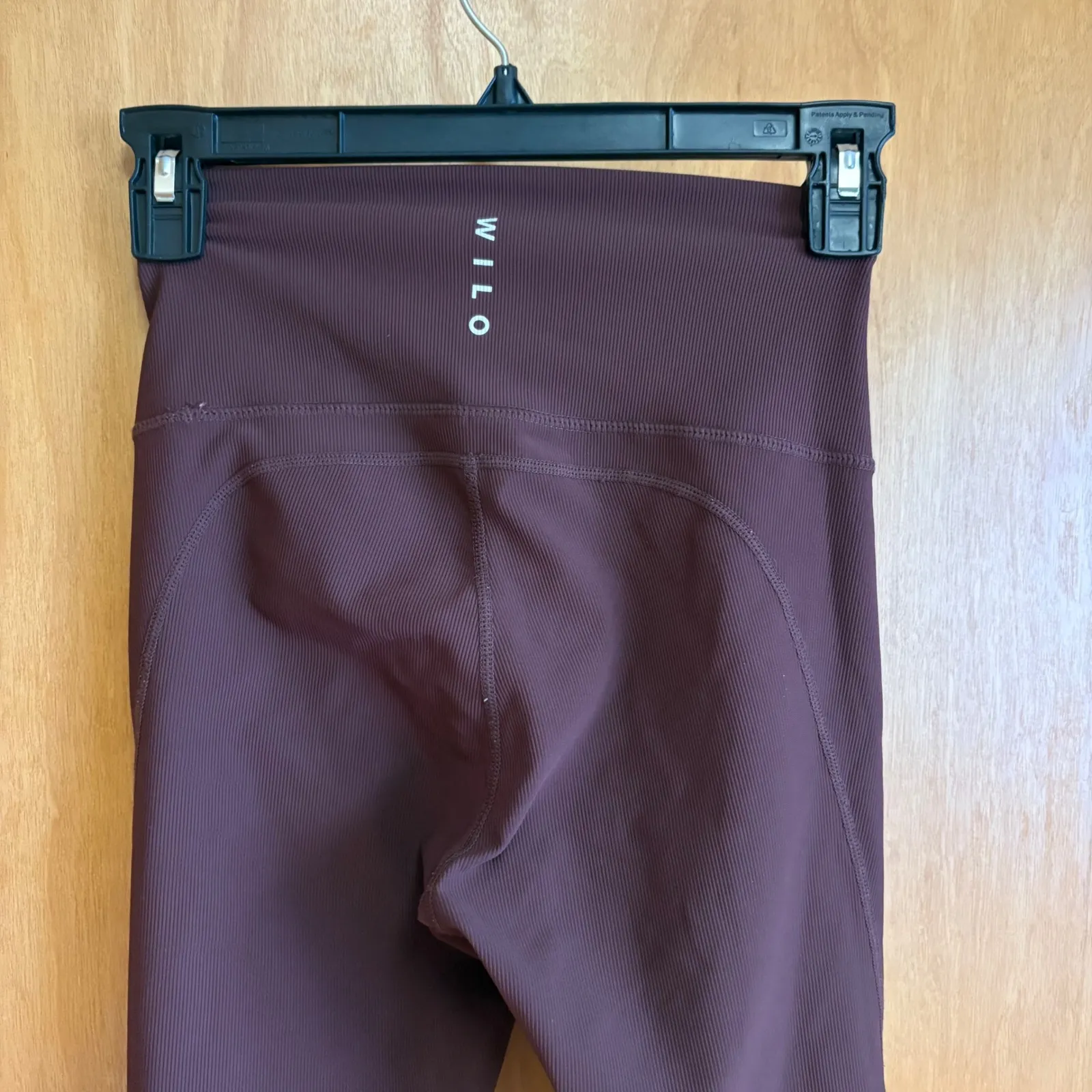 WILO The Label Ribbed High Waisted Ruched Hem‎ Leggings Women Size S Burgundy Purple - Image 3