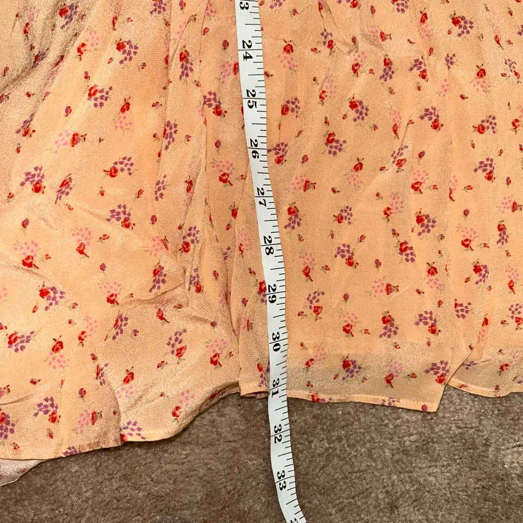 Loveshackfancy Peach Floral Ruby 100% Silk Mini Dress in Sardinia Cottagecore - Image 4