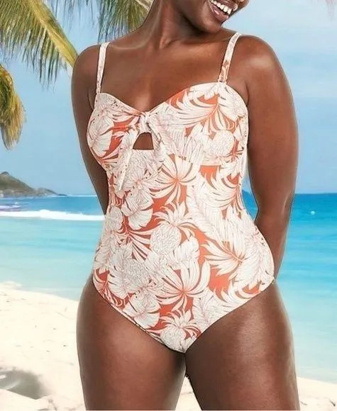NWT Old Navy Tie-Front One-Piece Swimsuit Pineapple Hibiscus Print Plus Size 2X - Image 14