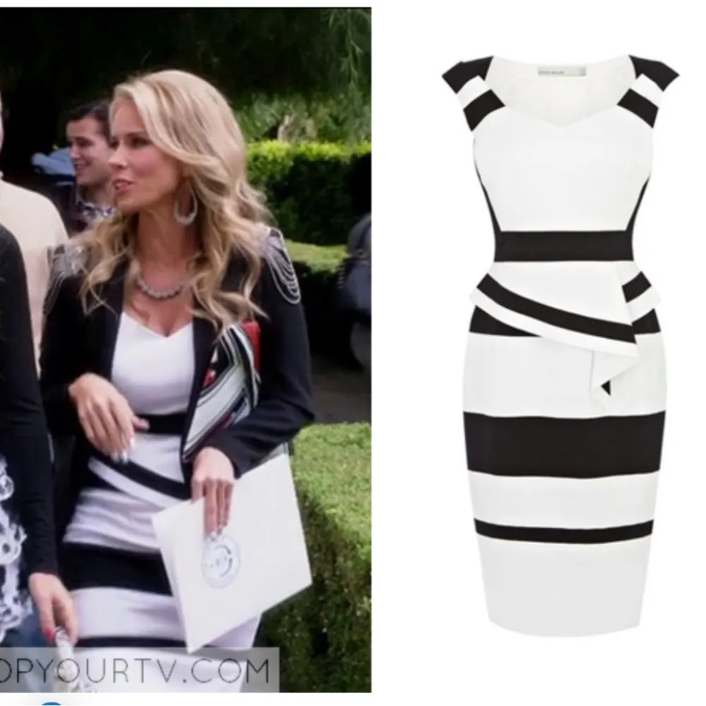 Karen Millen Stripey Colorblock Shift Cap Sleeve Dress Size 8 - Image 3