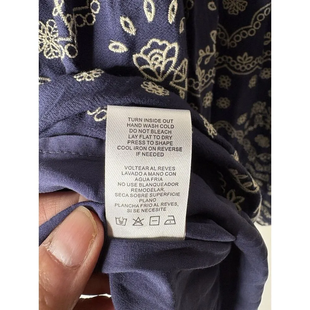 Penelope Rose Womens XL Dress Layered Embroidered Boho Festival Blue Bell Sleeve - Image 8