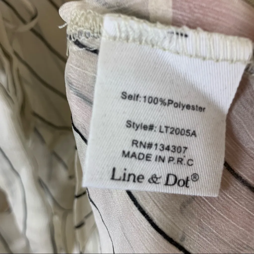 Line & Dot Jacqui Striped Blouse Medium Ivory Black Scarf NWT - Image 6