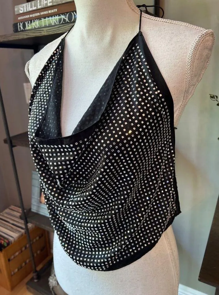 For Love & Lemons After Dark Halter Top Black Womens One Size - Image 7