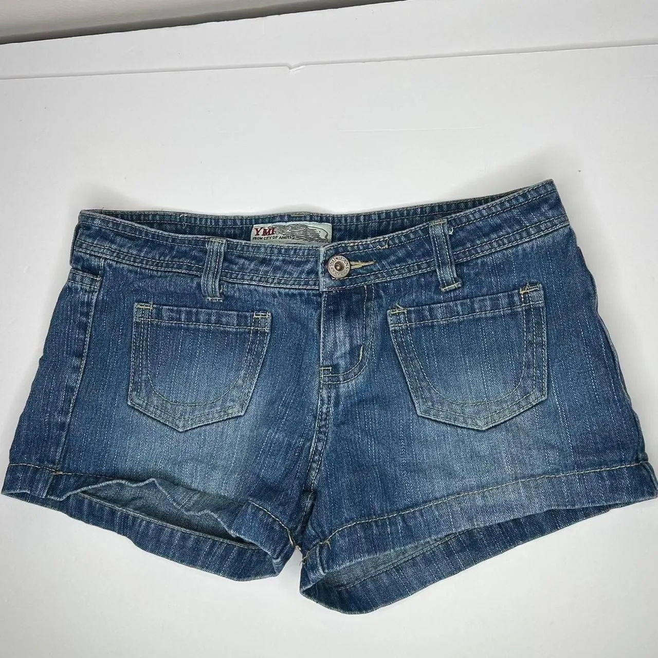 Vintage Y2K 2000 retro low rise YMI Dark wash denim shorts - Image 4