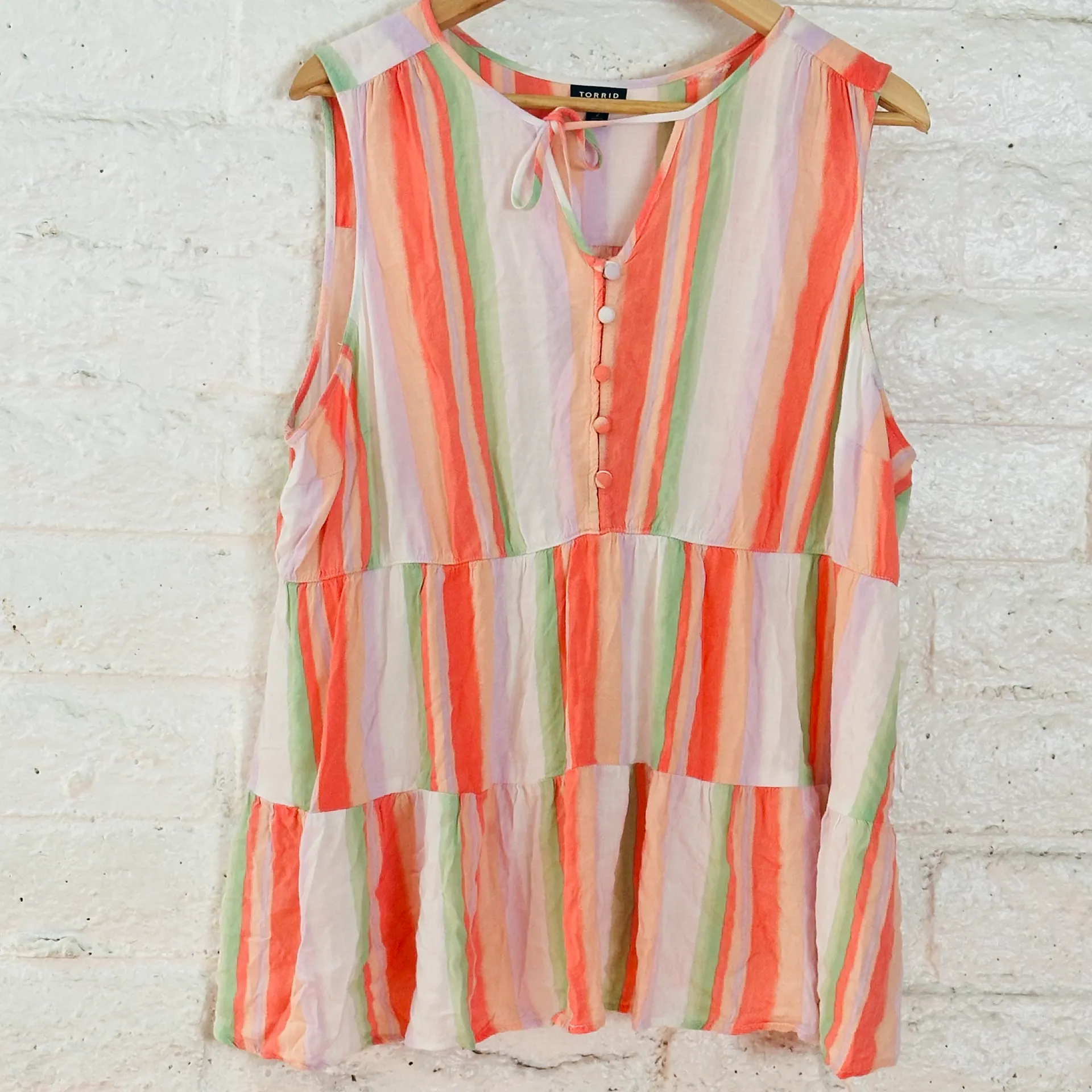 Striped Rayon Slub Button-Front Tiered Tank Women's size 2 - Image 9